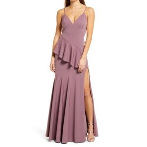 Katie May Arriba Diagonal Ruffle Cut Out Back Dress